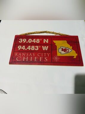 Kansas City Chiefs Red and Gold Coordinates Hanging Wall Plaque